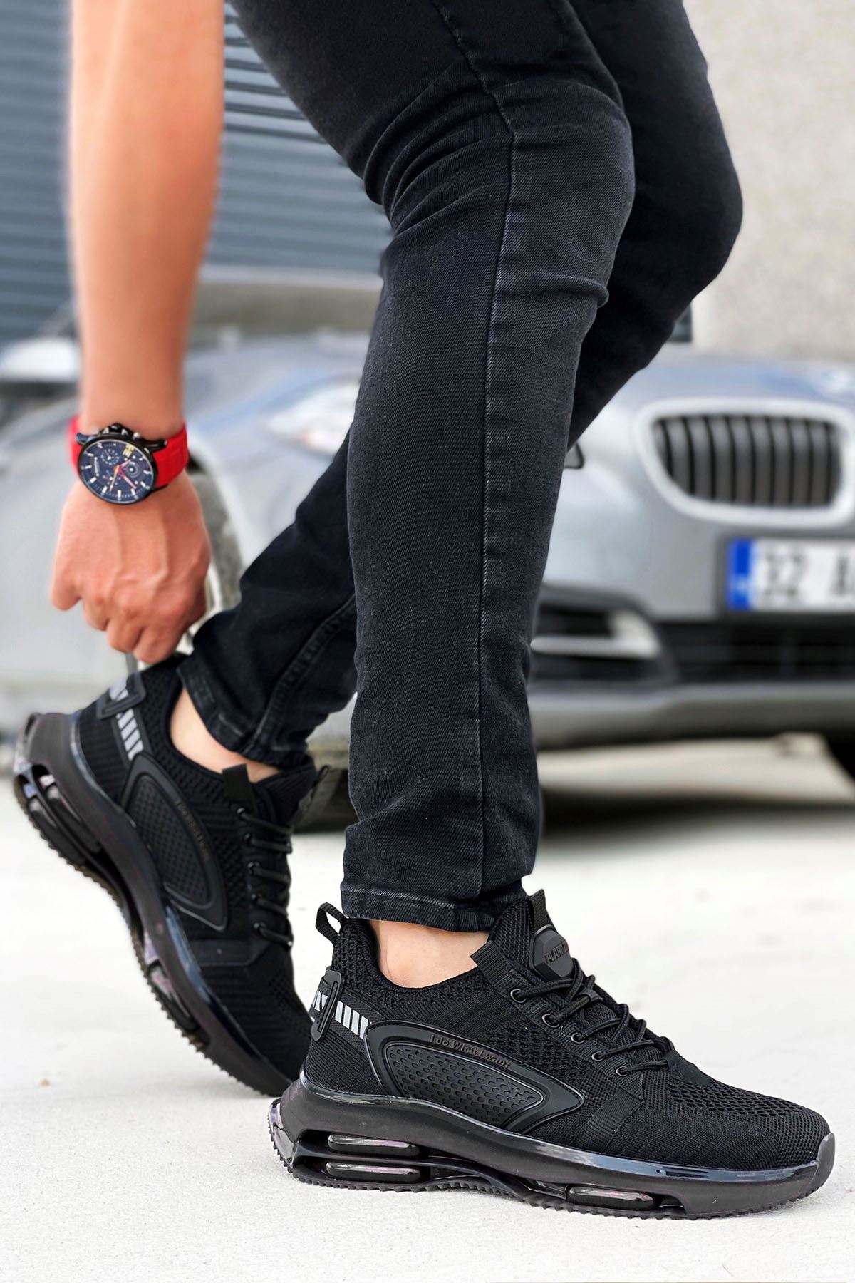 Boy Uzatan Gizli Topuk Siyah Aqua Taban Triko Erkek Günlük Spor Ayakkabı