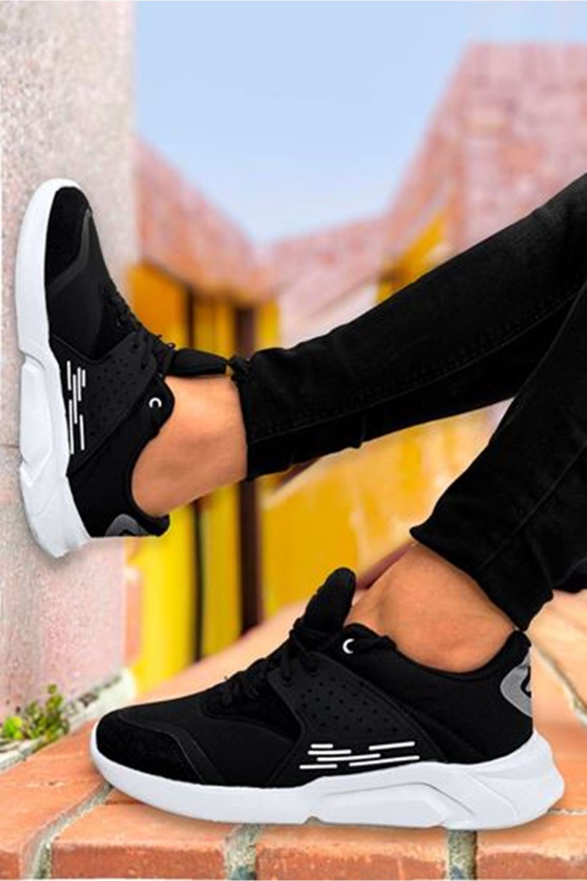 Boy Uzatan Gizli Topuk Siyah Beyaz Vultrun Yazlık Erkek Spor Ayakkabı