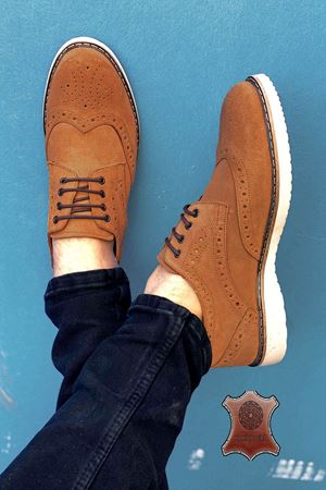 Boy Uzatan Gizli Topuk Taba Süet Hakiki Deri Erkek Delikli Erkek Klasik Ayakkabı