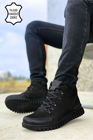 Boy Uzatan Gizli Topuk Siyah Nubuk Hakiki Deri Erkek Bot