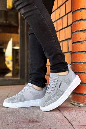 Boy Uzatan Gizli Topuk Gri Airfull Örme Triko Spor Ayakkabı