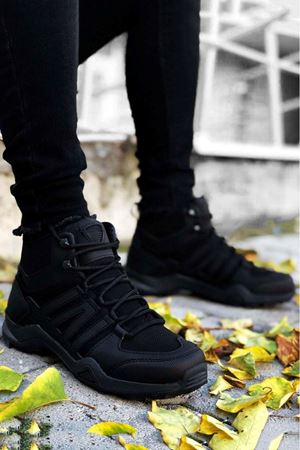 Boy Uzatan Gizli Topuk Siyah Outdoor Trekking Erkek Spor Bot