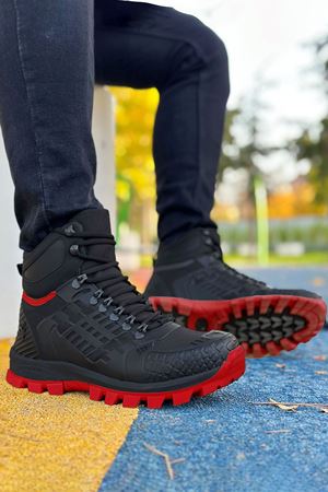 Boy Uzatan Gizli Topuk Siyah Kırmızı Hydro Su Geçirmez Erkek Outdoor Trekking Bot