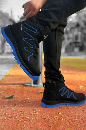 Boy Uzatan Gizli Topuk Siyah Mavi Street Erkek Outdoor Trekking Bot