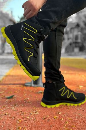 Boy Uzatan Gizli Topuk Siyah Sarı Street Erkek Outdoor Trekking Bot
