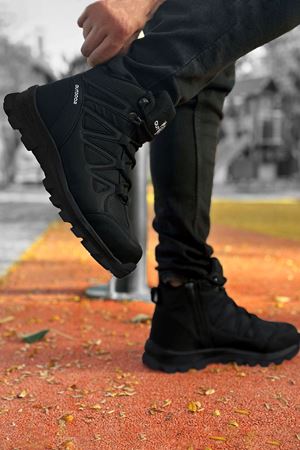 Boy Uzatan Gizli Topuk Siyah Street Erkek Outdoor Trekking Bot