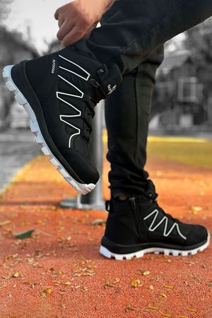 Boy Uzatan Gizli Topuk Siyah Beyaz Street Erkek Outdoor Trekking Bot