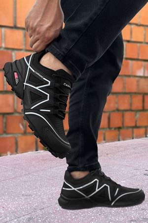 Boy Uzatan Gizli Topuk Siyah Beyaz Cross X Outdoor Trekking Erkek Ayakkabı