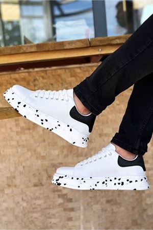 Boy Uzatan Gizli Topuk Beyaz Casual Dalmaçyalı Köpük Erkek Spor Ayakkabı