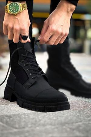 Boy Uzatan Gizli Topuk Siyah Erkek Postal