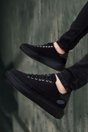 Boy Uzatan Gizli Topuk Siyah Keten Monarch Kalın Taban Erkek Günlük Ayakkabı