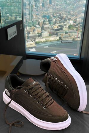 Boy Uzatan Gizli Topuk Kahve Keten Monarch Kalın Taban Erkek Günlük Ayakkabı