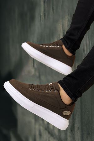 Boy Uzatan Gizli Topuk Kahve Keten Monarch Kalın Taban Erkek Günlük Ayakkabı