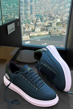 Boy Uzatan Gizli Topuk Petrol Keten Monarch Kalın Taban Erkek Günlük Ayakkabı