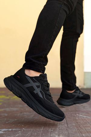 Boy Uzatan Gizli Topuk Siyah Supports Erkek Spor Ayakkabı