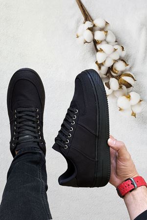 Boy Uzatan Gizli Topuk Siyah Keten Airforce Erkek Günlük Ayakkabı