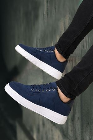 Boy Uzatan Gizli Topuk Lacivert Keten Airforce Erkek Günlük Ayakkabı