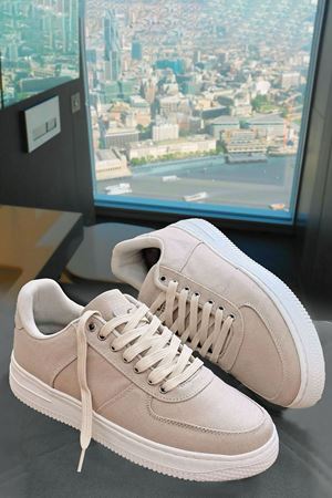 Boy Uzatan Gizli Topuk Bej Keten Airforce Erkek Günlük Ayakkabı