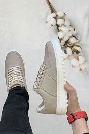 Boy Uzatan Gizli Topuk Bej Keten Airforce Erkek Günlük Ayakkabı