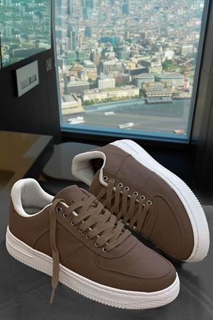 Boy Uzatan Gizli Topuk Kahve Keten Airforce Erkek Günlük Ayakkabı