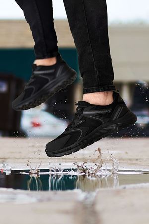 Boy Uzatan Gizli Topuk Siyah Runner Erkek Spor Ayakkabı