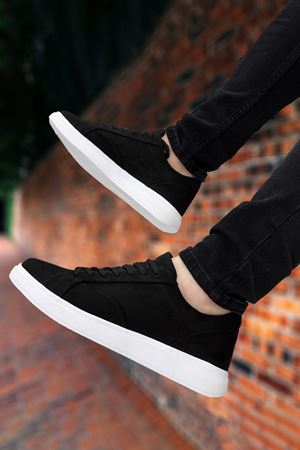 Boy Uzatan Gizli Topuk Siyah Beyaz Süet Luxor Erkek Ultra Hafif Erkek Casual Ayakkabı