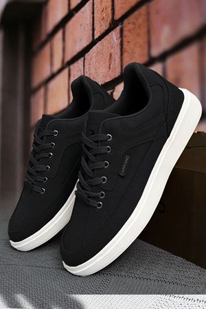 Boy Uzatan Gizli Topuk Siyah Beyaz Jean Erkek Ultra Hafif Erkek Spor Ayakkabı