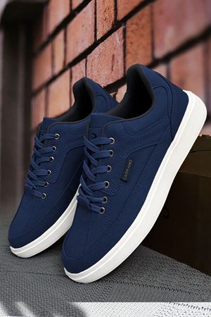 Boy Uzatan Gizli Topuk Lacivert Jean Erkek Ultra Hafif Erkek Spor Ayakkabı