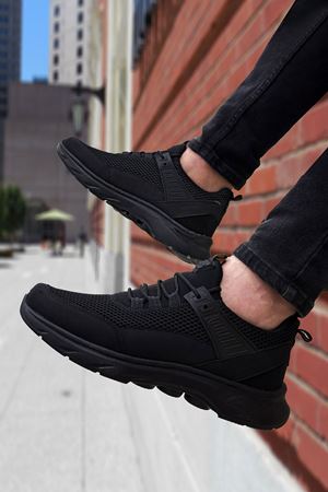 Boy Uzatan Gizli Topuk Siyah Spike Ultra Hafif Erkek Spor Ayakkabı