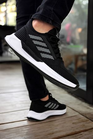 Boy Uzatan Gizli Topuk Siyah Beyaz Boost Desenli Erkek Spor Ayakkabı