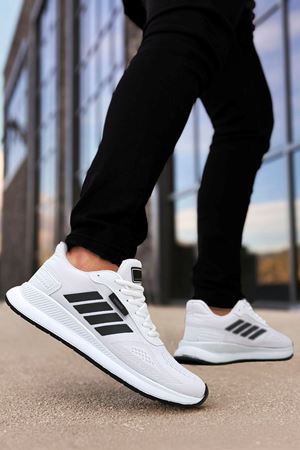 Boy Uzatan Gizli Topuk Beyaz Siyah Dunk Çizgili Erkek Spor Ayakkabı