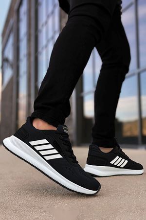 Boy Uzatan Gizli Topuk Siyah Beyaz Dunk Çizgili Erkek Spor Ayakkabı