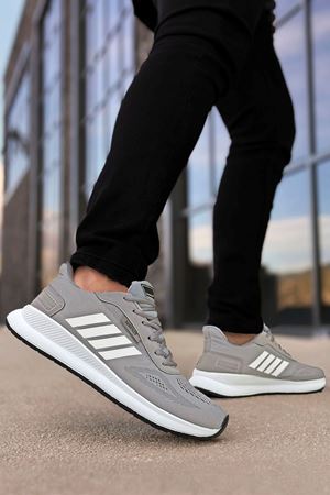 Boy Uzatan Gizli Topuk Gri Beyaz Dunk Çizgili Erkek Spor Ayakkabı