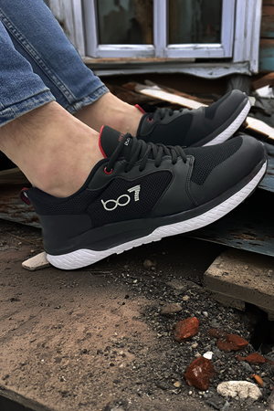 Boy Uzatan Gizli Topuk Siyah Beyaz Handball Triko Ortopedik Erkek Ayakkabı