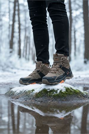 Boy Uzatan Gizli Topuk Kahve Outdoor Trekking Erkek Spor Bot