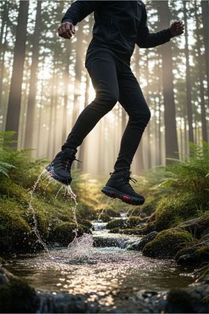 Boy Uzatan Gizli Topuk Siyah Kırmızı Outdoor Trekking Erkek Spor Bot