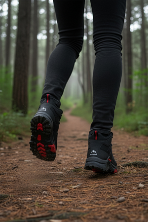 Boy Uzatan Gizli Topuk Siyah Kırmızı Outdoor Trekking Erkek Spor Bot