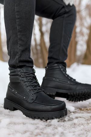 Boy Uzatan Gizli Topuk Siyah Retro Erkek Klasik Bot