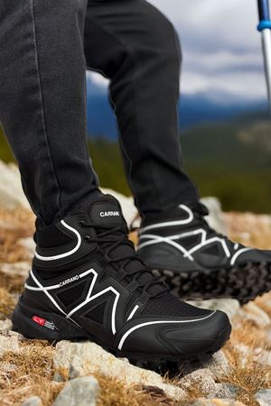 Boy Uzatan Gizli Topuk Siyah Beyaz Cross X Outdoor Trekking Erkek Bot