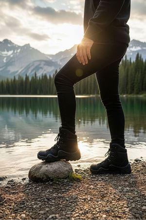 Boy Uzatan Gizli Topuk Siyah Combat Gtx WaterProof Fermuarlı Bot