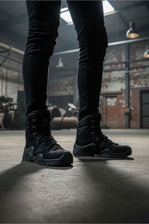 Boy Uzatan Gizli Topuk Siyah Combat Gtx WaterProof Fermuarlı Bot