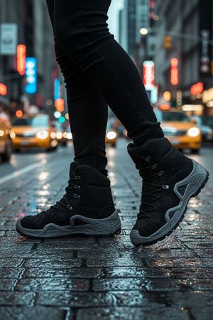 Boy Uzatan Gizli Topuk Siyah Füme Combat Gtx WaterProof Fermuarlı Bot