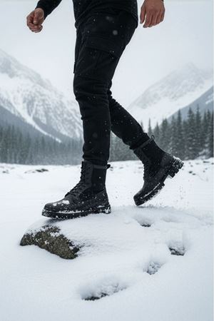 Boy Uzatan Gizli Topuk Siyah Erkek Postal