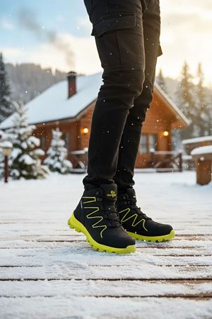 Boy Uzatan Gizli Topuk Siyah Sarı Street Erkek Outdoor Trekking Bot