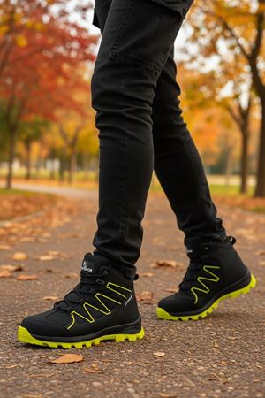 Boy Uzatan Gizli Topuk Siyah Sarı Street Erkek Outdoor Trekking Bot