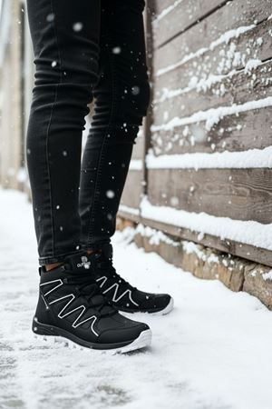 Boy Uzatan Gizli Topuk Siyah Beyaz Street Erkek Outdoor Trekking Bot - kopya