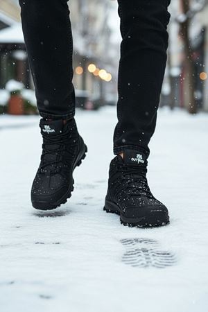 Boy Uzatan Gizli Topuk Siyah Street Erkek Outdoor Trekking Bot