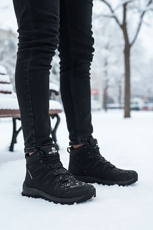 Boy Uzatan Gizli Topuk Siyah Street Erkek Outdoor Trekking Bot