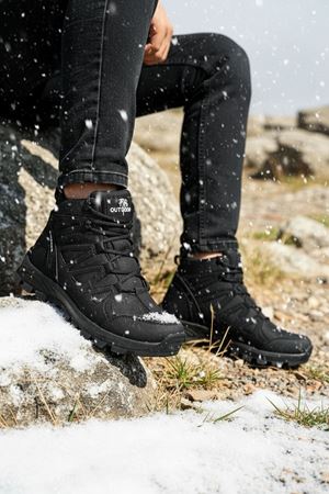 Boy Uzatan Gizli Topuk Siyah Street Erkek Outdoor Trekking Bot