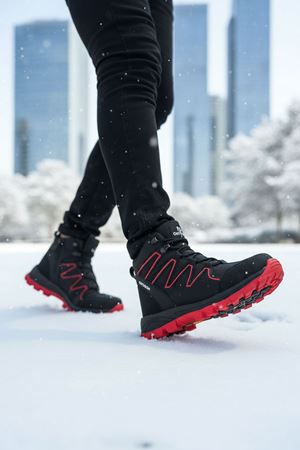 Boy Uzatan Gizli Topuk Siyah Kırmızı Street Erkek Outdoor Trekking Bot - kopya